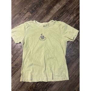 Life is Good Green Relaxed Fit T Shirt Bicycle Biking Cotton Women’s Medium M